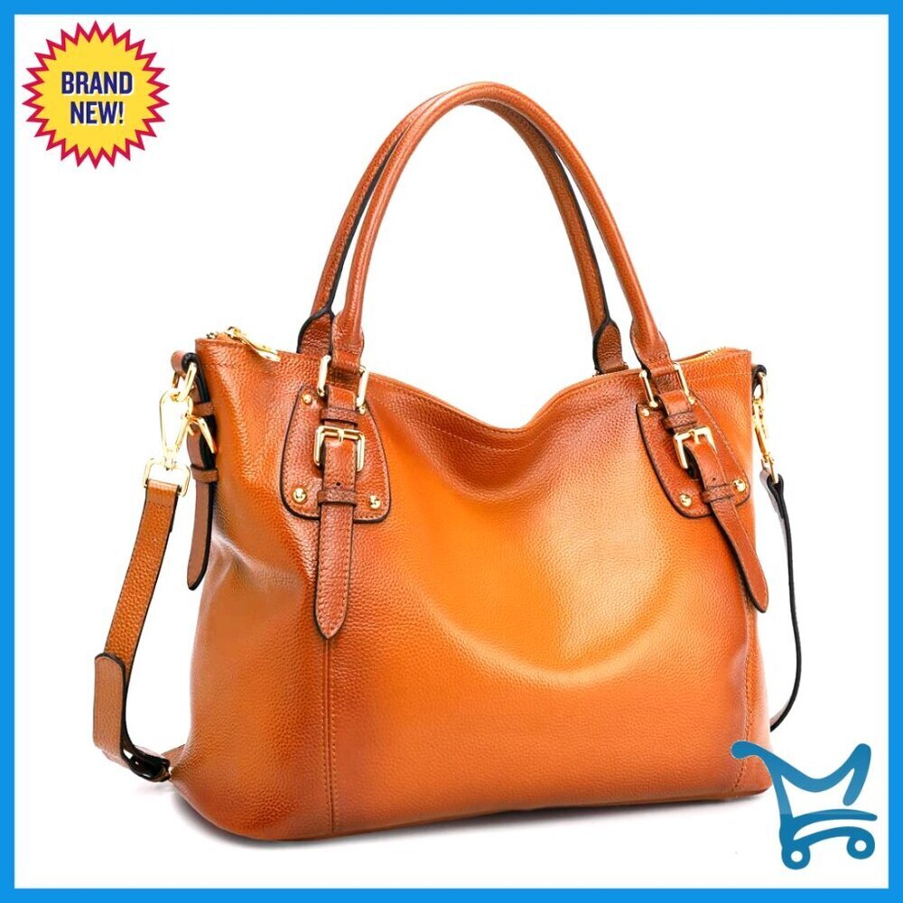 Large Leather Tote Bag with Adjustable Strap, Top Grain Cowhide, Satchel Style